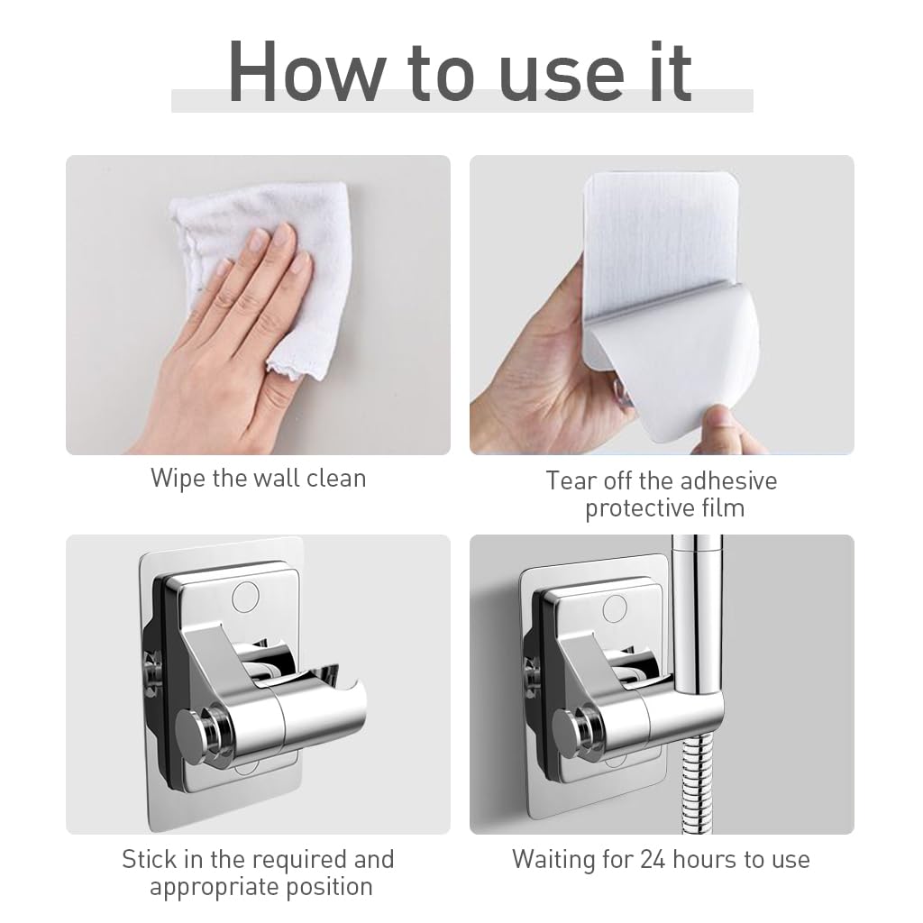 Supvox Shower Head Holder for Handheld Use featuring 360 Degree Adjustable Design and Adhesive Mount