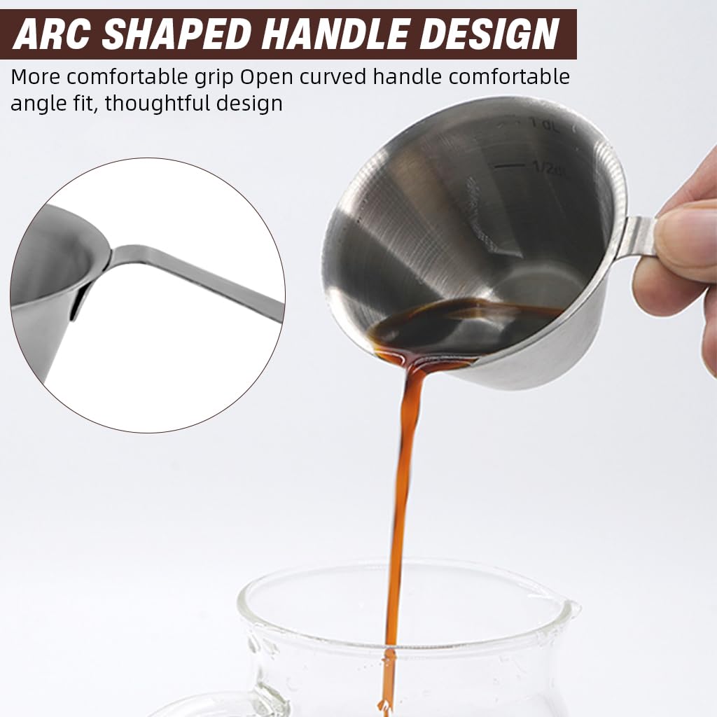 Supvox Espresso Cup for Coffee Brewing featuring Etched Scale and Ergonomic Handle 100ml 304 Stainless Steel | Ideal for Home Baristas