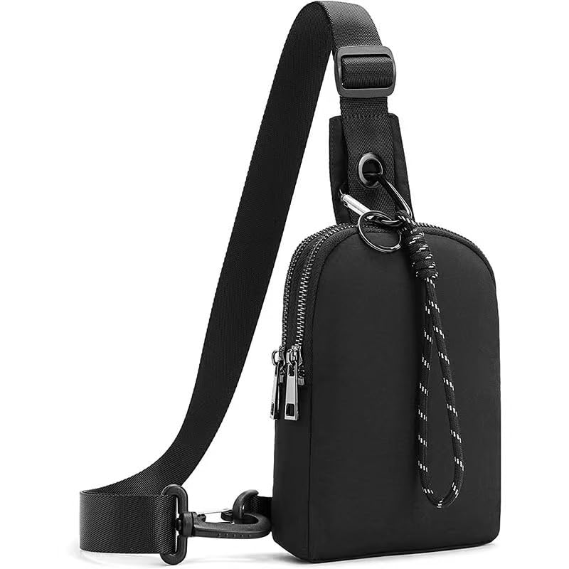 GUSTAVE® Small Crossbody Bags for Women and Men, Sling Backpack Travel Bag Nylon, Black