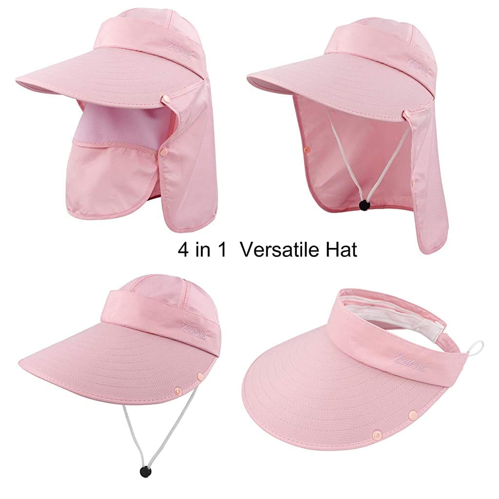 GUSTAVE Women Sun Protection Bucket Hat for Beach with 5.5 in Wide Brim and Removable Neck Flap