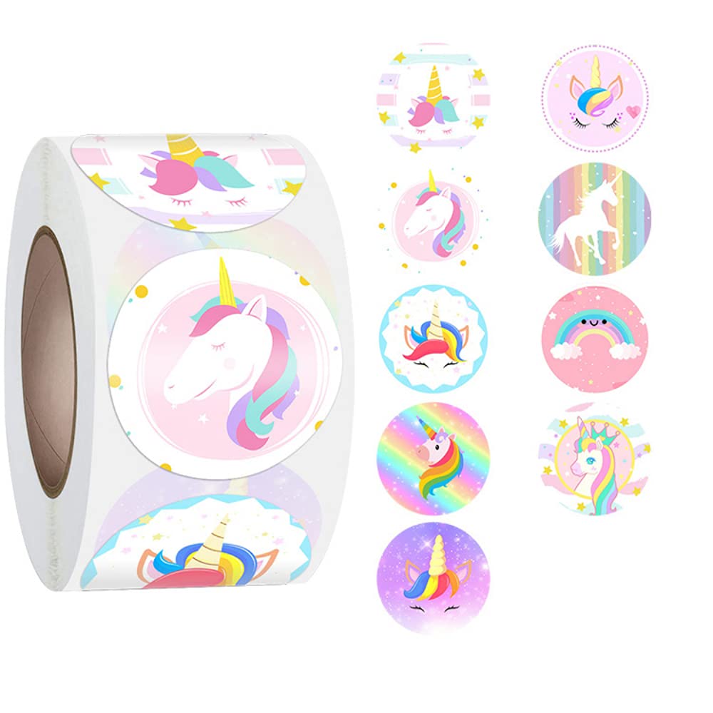 HASTHIP  Cooler Waterproof Vinyl Unicorn Stickers - 500Pcs, 1.5 inch , Multicolour