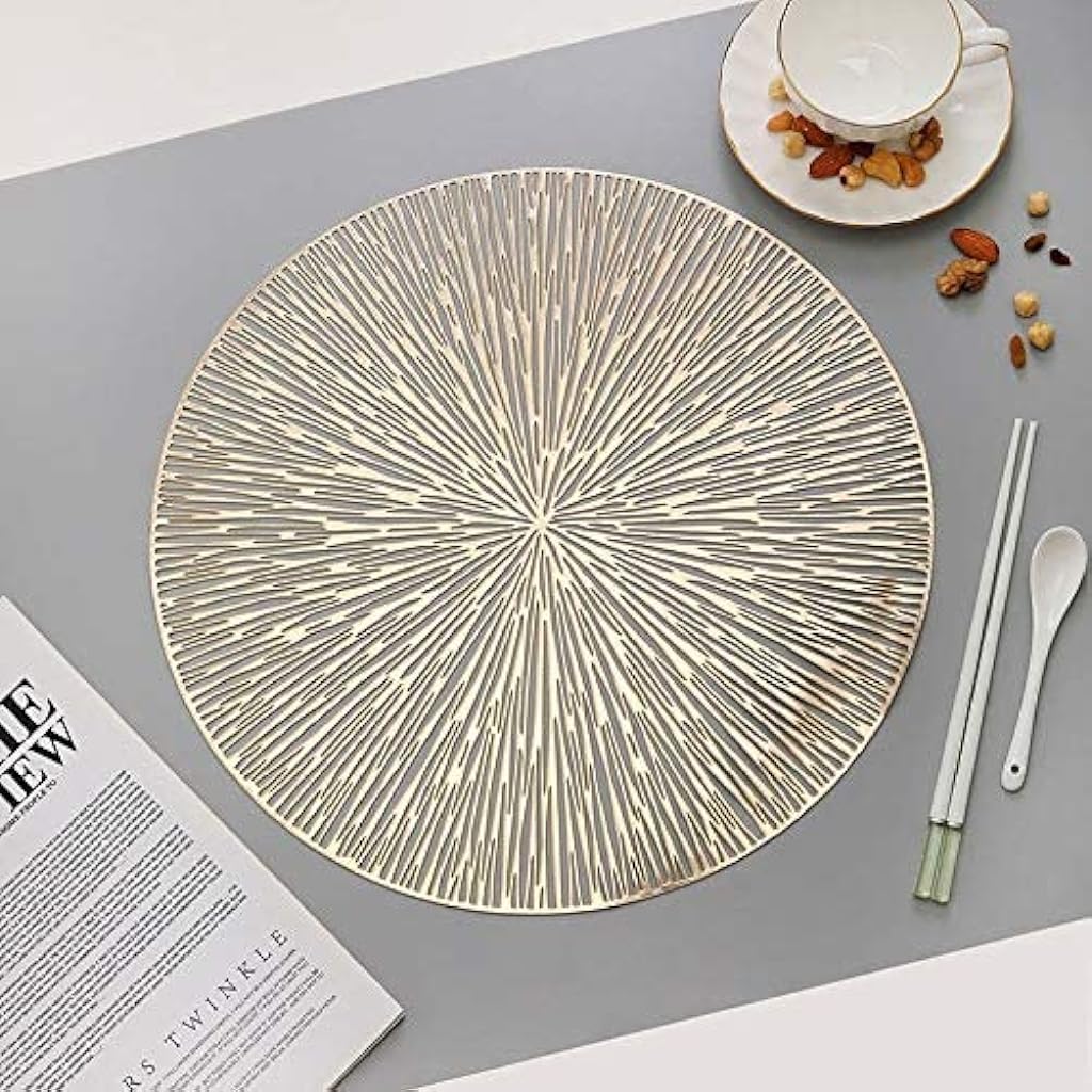 ELEPHANTBOAT® 2PCS Decorative Placemats for Holidays,Banquet,Dinner, PVC Placemats Table Mat Western Restaurant Luxury Style-Gold & Sliver