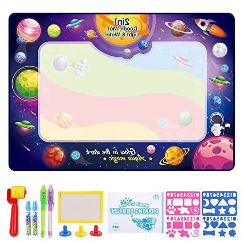 HASTHIP Water Doodle Mat for Kids 2–8 with Luminous Reusable Design | Educational Drawing Toy