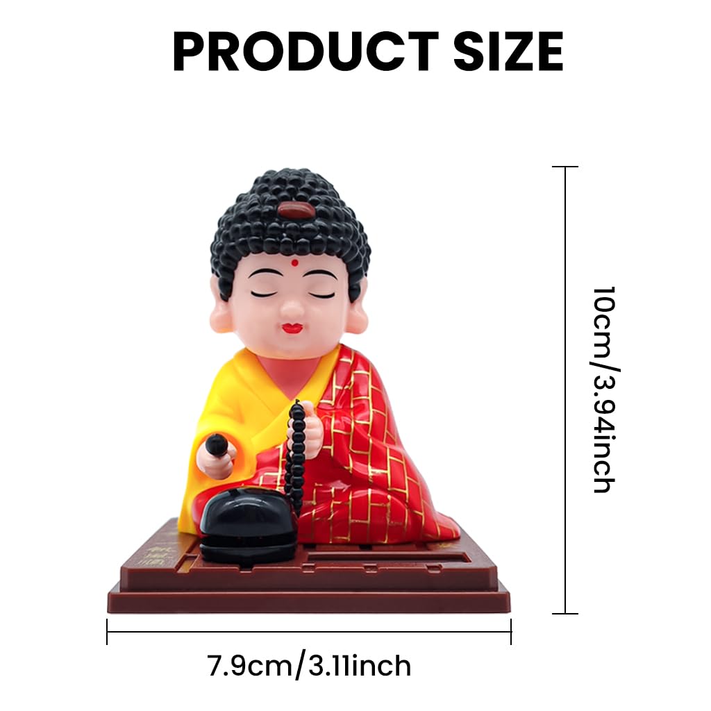 STHIRA Buddha Statue for Car Dashboard with Solar-Powered Moving Head | Peaceful Zen Decor