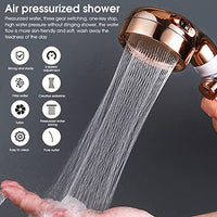 HASTHIP® Water-Saving Shower with Filter Cotton, Turbo Rotating Fan Handheld Shower, Hand Shower for Bathroom with Pause Switch Turbocharged Plating, 3 Water Column Modes (Gold)