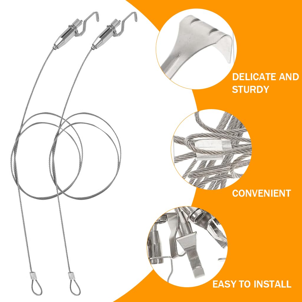 HASTHIP Picture Hanging Kit for Picture Rails featuring 59 in Adjustable Wire Hooks | Silver