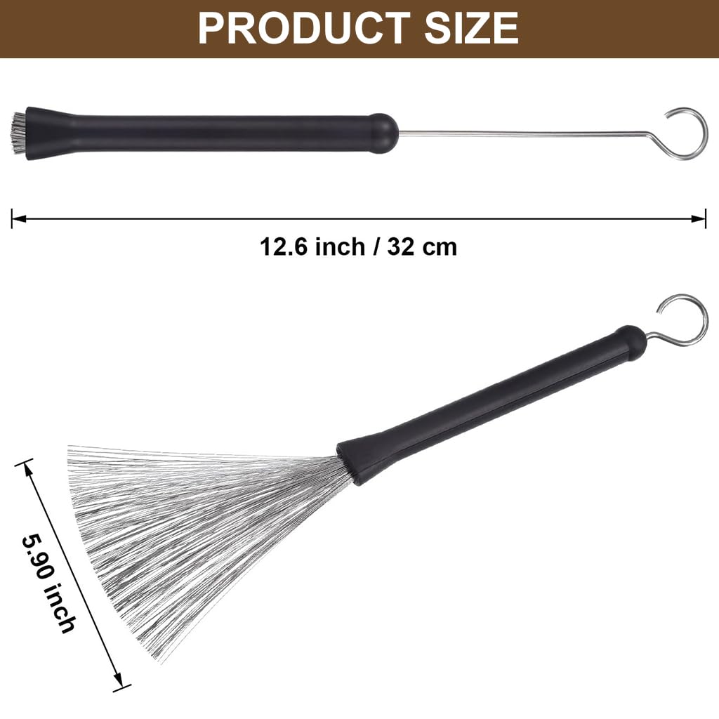 HASTHIP Drum Brushes for Jazz and Blues with Retractable Wires and Stainless Steel Tips