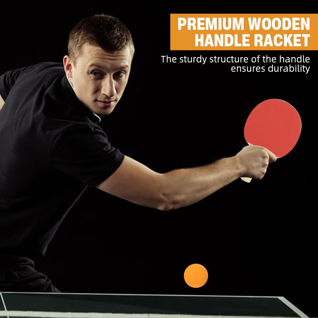 Proberos Table Tennis Racket Set for Kids with 3 Balls and Ergonomic Handles | 5 Ply Basswood Blades