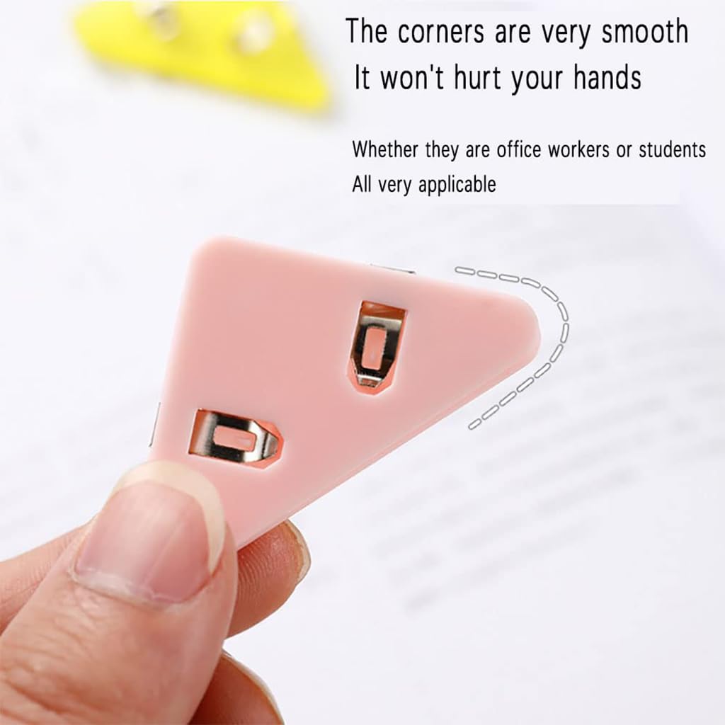 ZIBUYU Corner Paper Clips for Document Organization with Triangular Wraparound Design | 20 Pcs Colorful ABS Hold 40–50 Sheets