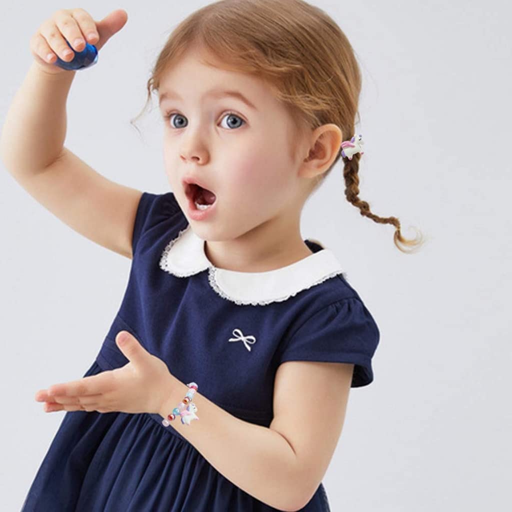 Venzina Unicorn Bracelet Set for Girls with 18 Pcs Beads Rings and Hair Ties | Adjustable Colorful Jewellery