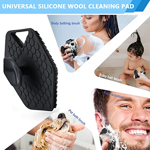 MAYCREATE 2 in 1 Silicone Body Scrubber, Body Shower Scrubber and Scalp Hair Massager Shampoo Brush for Women Men Sensitive Skin, Long-Lasting & Easy to Clean, Purple