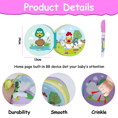 PATPAT® Magical Water Painting Book Bath Toys Coloring Book for Kids Toddlers, 8 Water Proof Pages Painting Book for 1-3 Years, Beach Toy No Pigment Water Coloring Graffiti Book Gift Toys for Kids