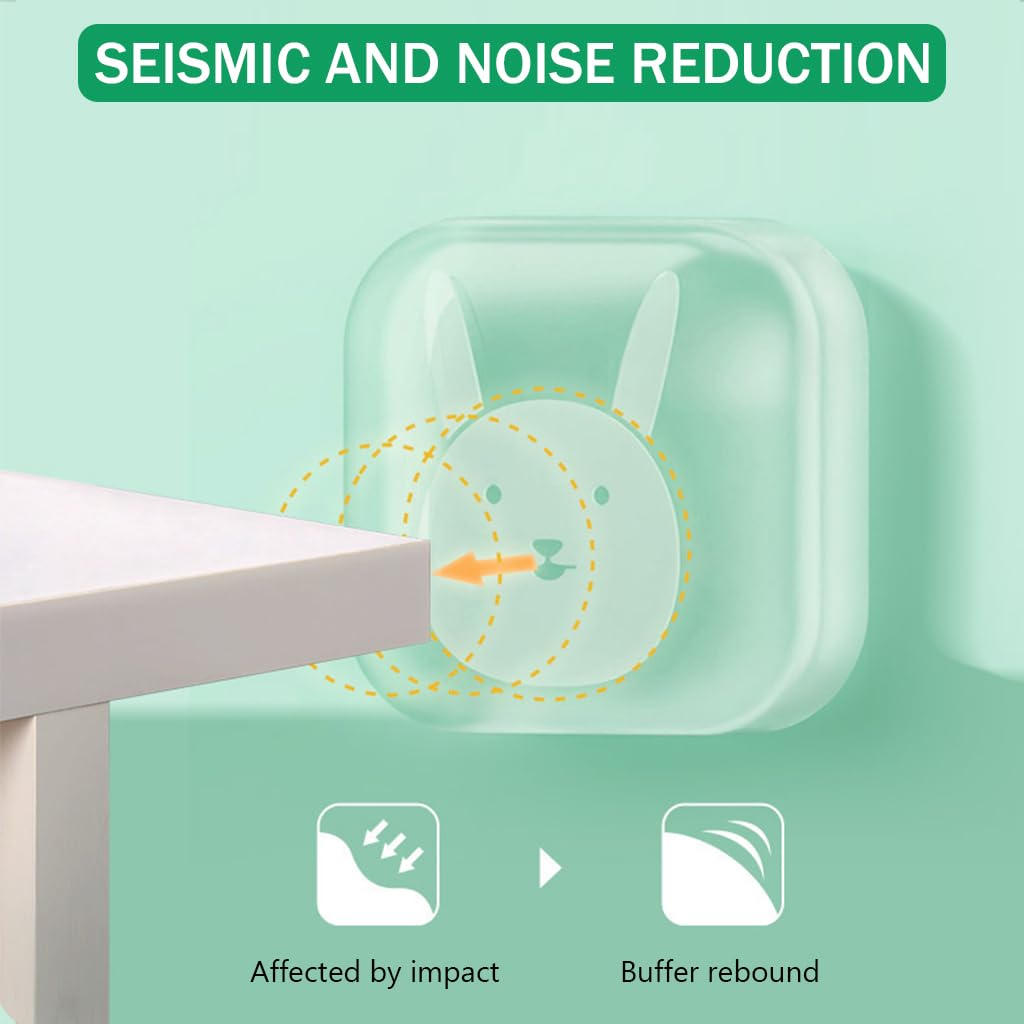 HASTHIP Door Stopper Wall Protector 6pcs for Walls and Cabinets with Self Adhesive Silicone | Transparent 4x4cm Bumper Pads