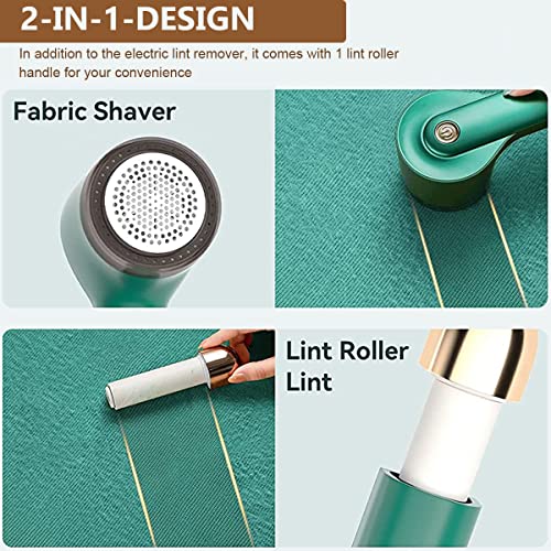 HASTHIP® 2 in 1 Lint Remover for Clothes Rechargeable Lint Remover with Hidden Lint Roller Handle, with 1 Replace Blade and 2 Lint Roller Handle