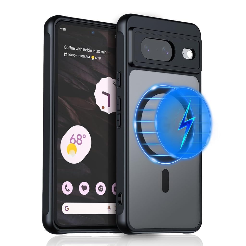 ZORBES® Phone Case for Google Pixel 8 Full Protection Phone Cover for Google Pixel 8 with Magnet Ring Compatible with MagSafe, Fashion Matte Black Hard Shockproof Protective Case for Google Pixel 8