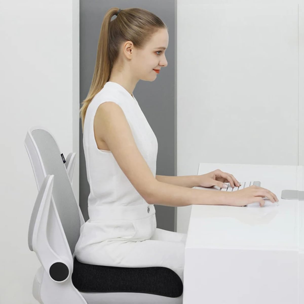 STHIRA Car Seat Cushion for Long-Distance Driving with Ergonomic Support and Anti-Slip Base 40x34x8cm | Breathable Memory Foam Comfort