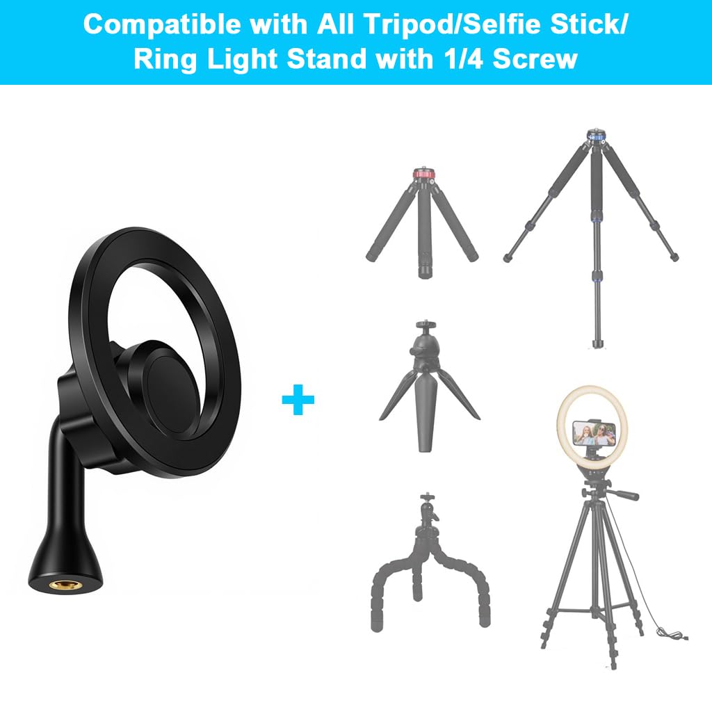 ZORBES Magnetic Phone Holder with 1/4 inch Thread for Tripods and Stands | 360° Rotatable Mount