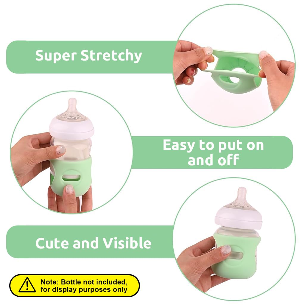 SNOWIE SOFT® 2Pcs Silicone Baby Bottle Sleeves for 4oz Avent Natural Glass Baby Bottles Anti-slip Reuseable Baby Bottle Protector Sleeves  for Philips Avent Glass Natural Baby Bottles