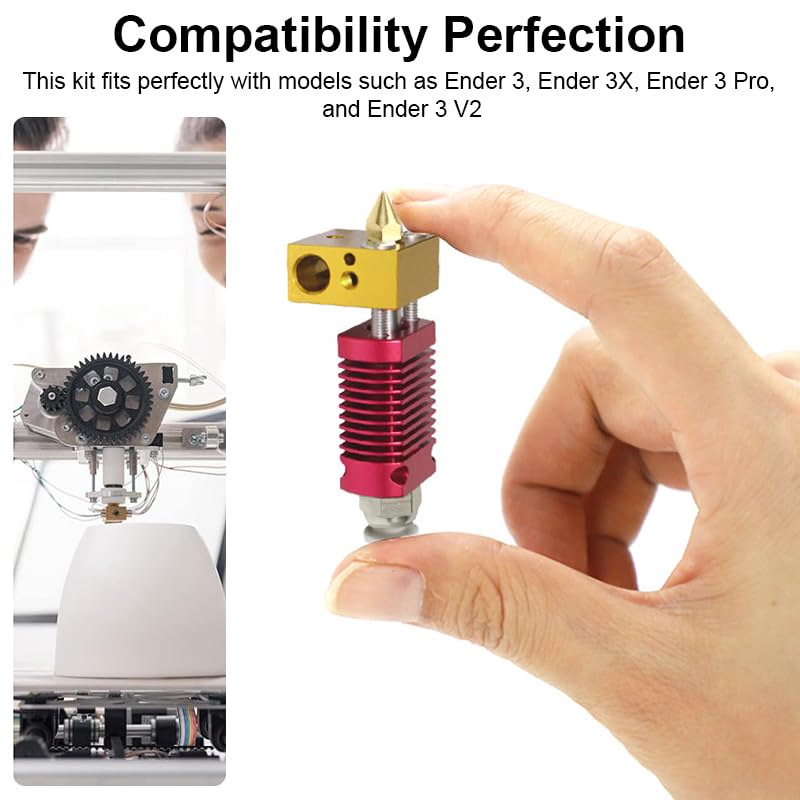 Serplex® 3D Printer Accessories for Ender 3 /Pro/V2 3D Printer Assembled Extruder MK8 HotEnd Kit 24V with 0.4mm Nozzle Upgrade with Low Friction Creality