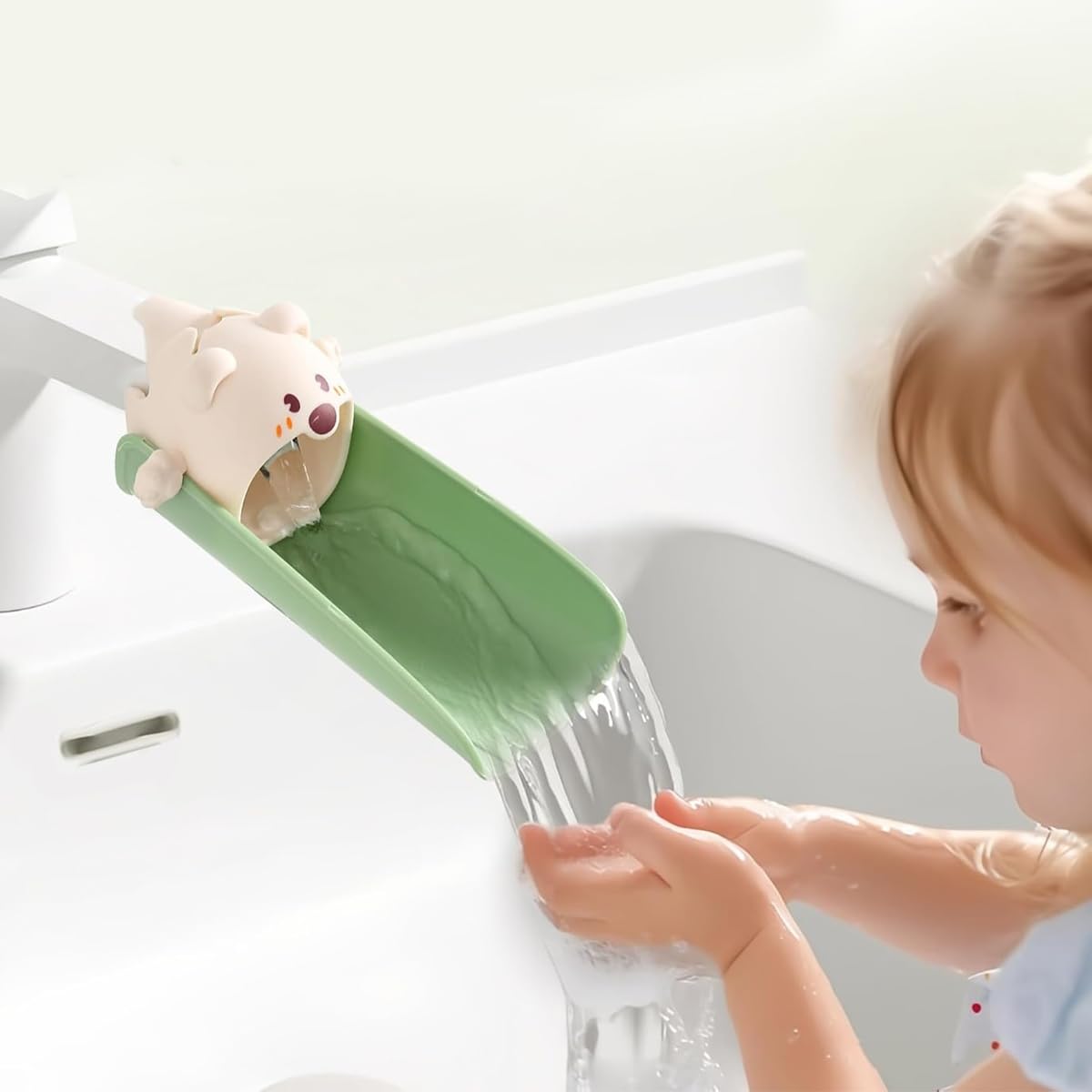 SNOWIE SOFT Water Faucet Extender for Kids with U Channel Clip On Design 2 PCS | BPA Free Green