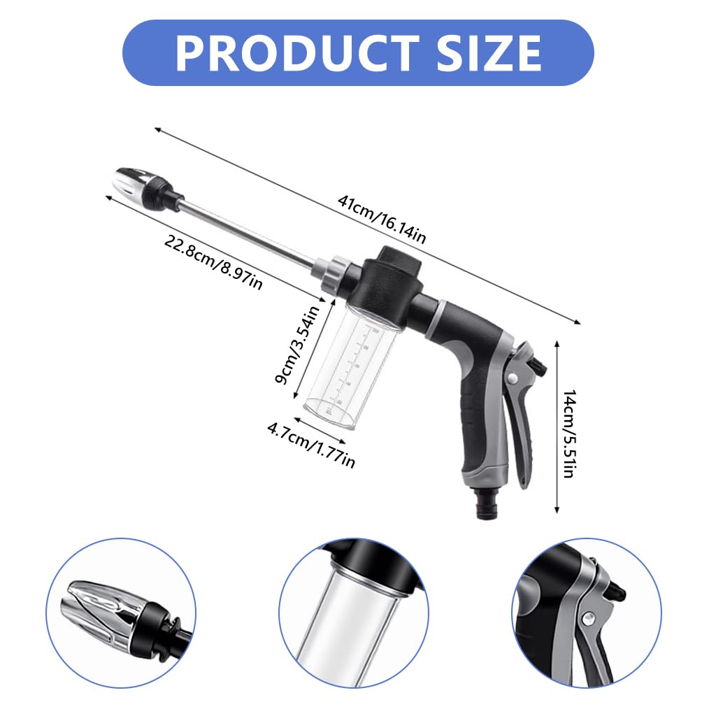 ASTHIP Pressure Water Gun for Car Washing with 3 Spray Modes and Built-in Foam Bottle | Adjustable Nozzle for Vehicle Cleaning and Garden Watering