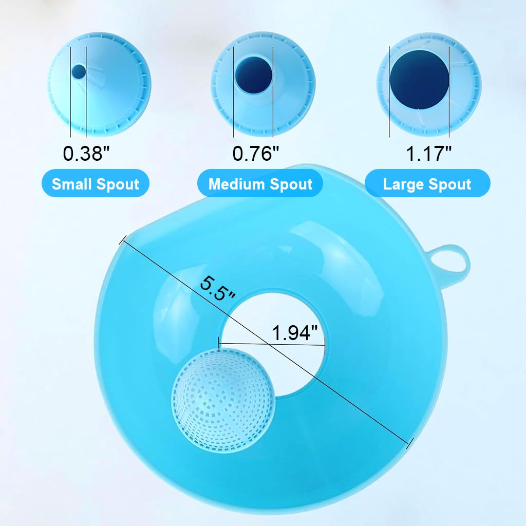 HASTHIP® Kitchen Funnel Kit 4-in-1, Multi-Purpose Filter Funnels for Liquid, Powder & Small Solid Transfer, 4 Sizes Screw Spouts for Easy Transfer of Cooking Oil, Water, Juice, Liquid, Powder, Sauce