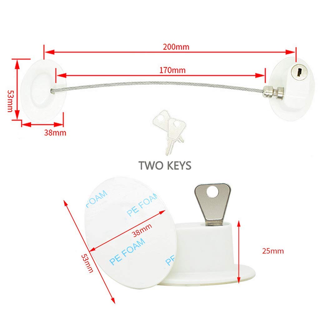 STHIRA® 1Pcs Refrigerator Lock Freezer Door Lock Cabinet Lock Strong Adhesive Lock Window Door Restrictor Cable for Baby Toddler Child Safety Device (Multi-Colour-White)