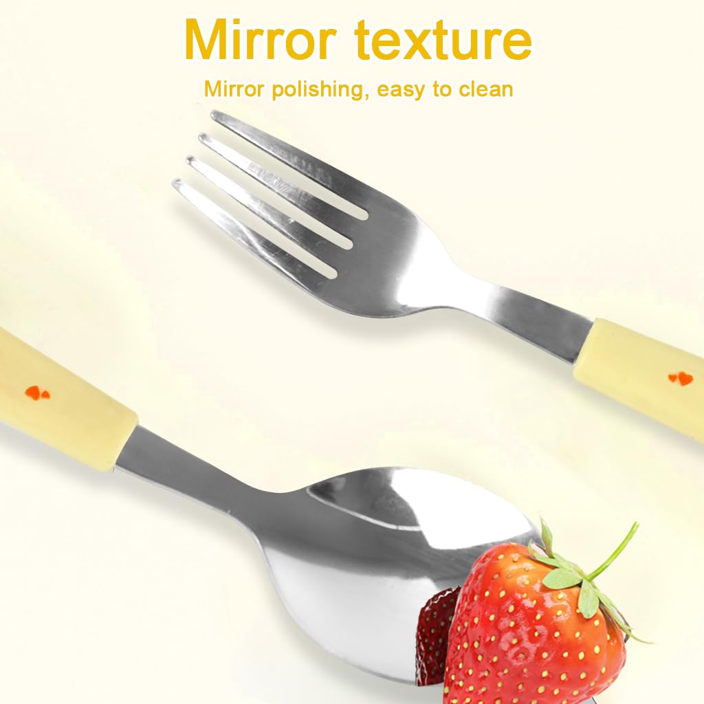 Supvox Cute Spoon and Fork Combo with Storage Case for Kids Lunch Box 7.87 in Set of 2