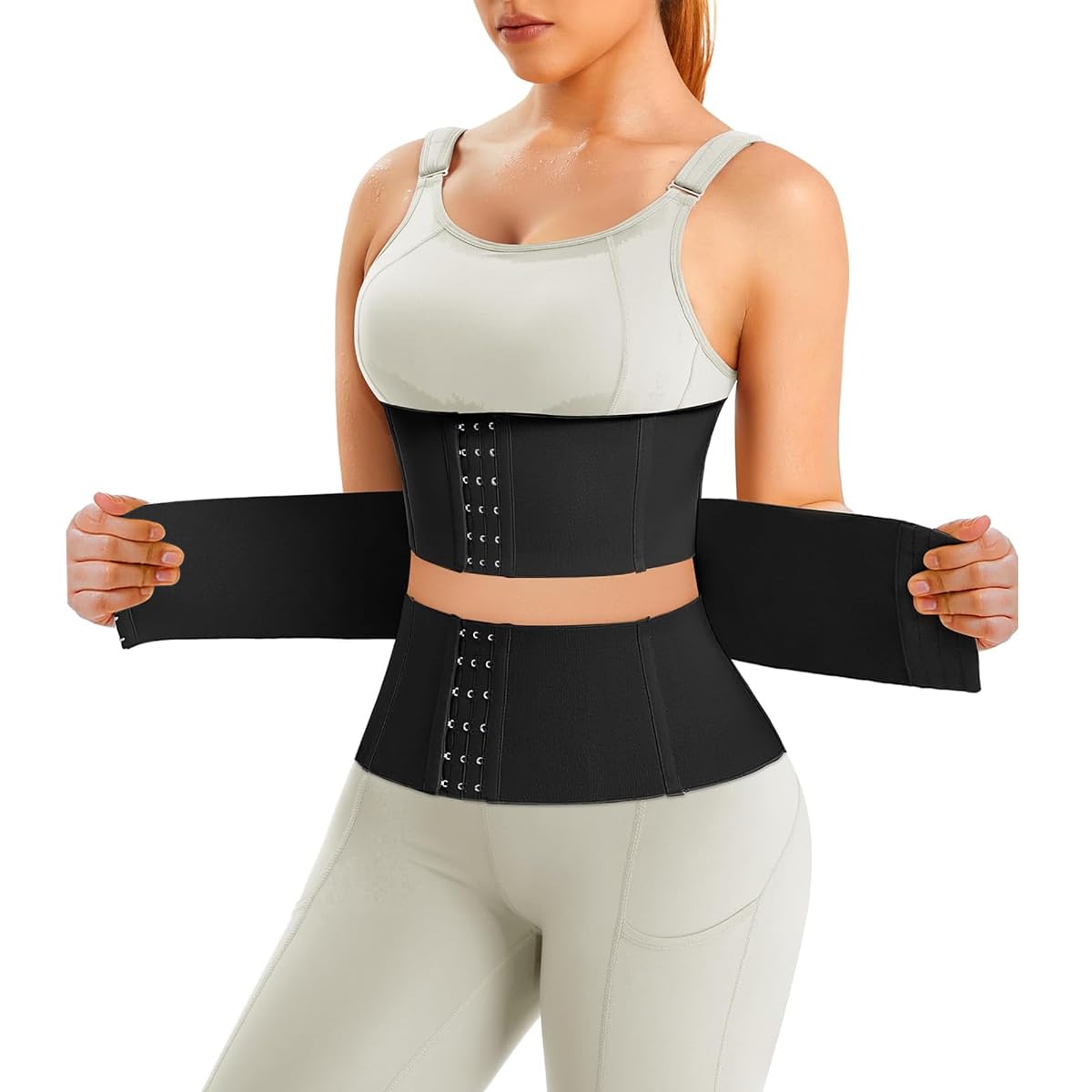 PALAY® Waist Trainer for Women Waist Cincher Shapewear for Women Tummy Control Workout Body Shaper Adjustable Workout Girdle, L