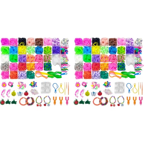 PATPAT® Rubber Band Bracelet Making Kit 5000PCS Loom Bands for Kids Girls Rainbow Craft Friendship Set with Braiding Tools Letter Beads Cute Pendants