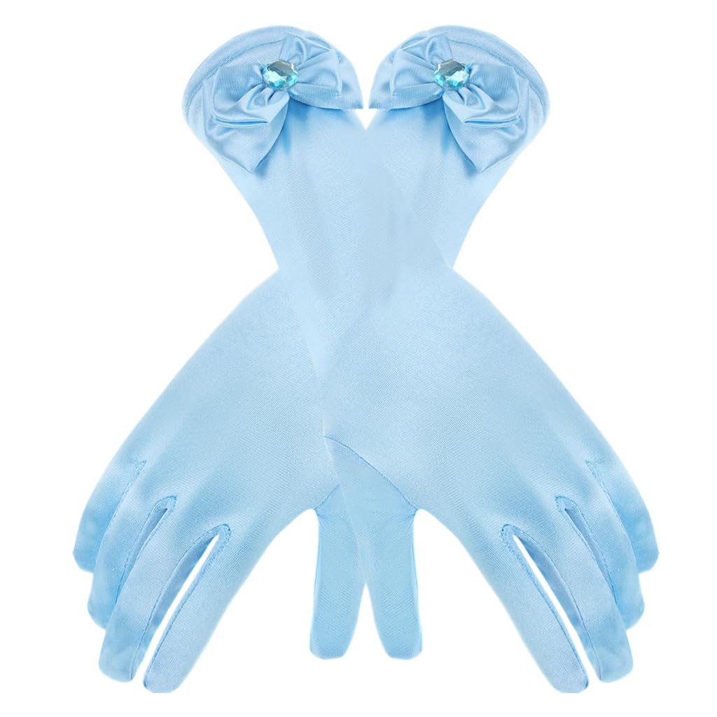 Zibuyu Girls Gloves for Dress Up and Parties featuring Satin Long Design and Butterfly Accent