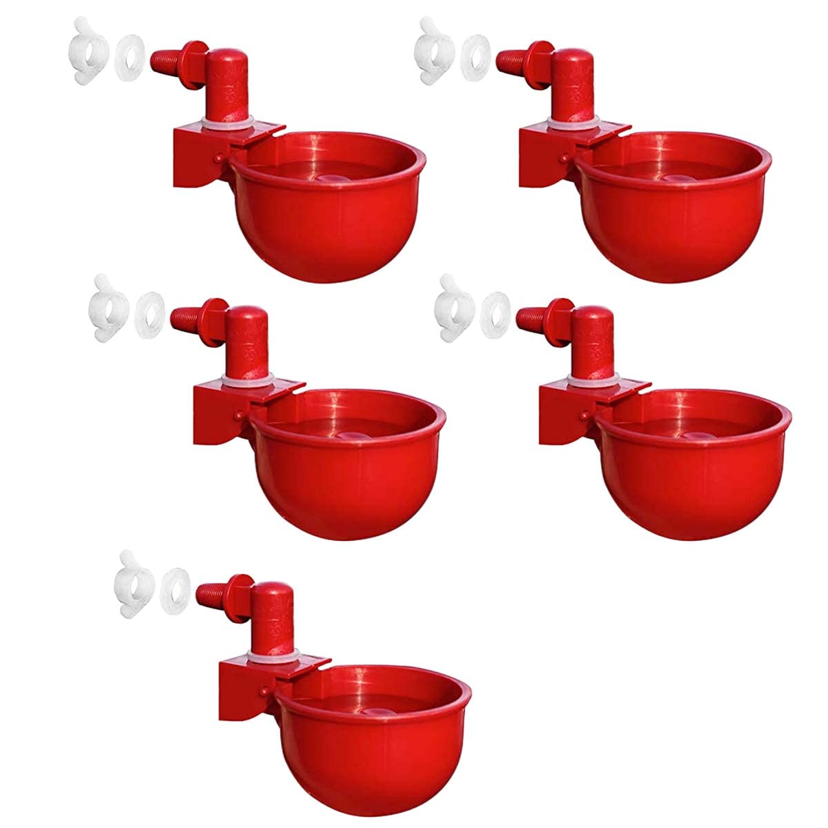 HASTHIP® 6 Pcs Chicken Feeder Cup, Poultry Farm Equipment, Chicken Drinking Cup On Barrel Chicken Feeder and Drinker Auto Refill Water, Chicken Duck Drinker Chicken Water Cup for Poultry