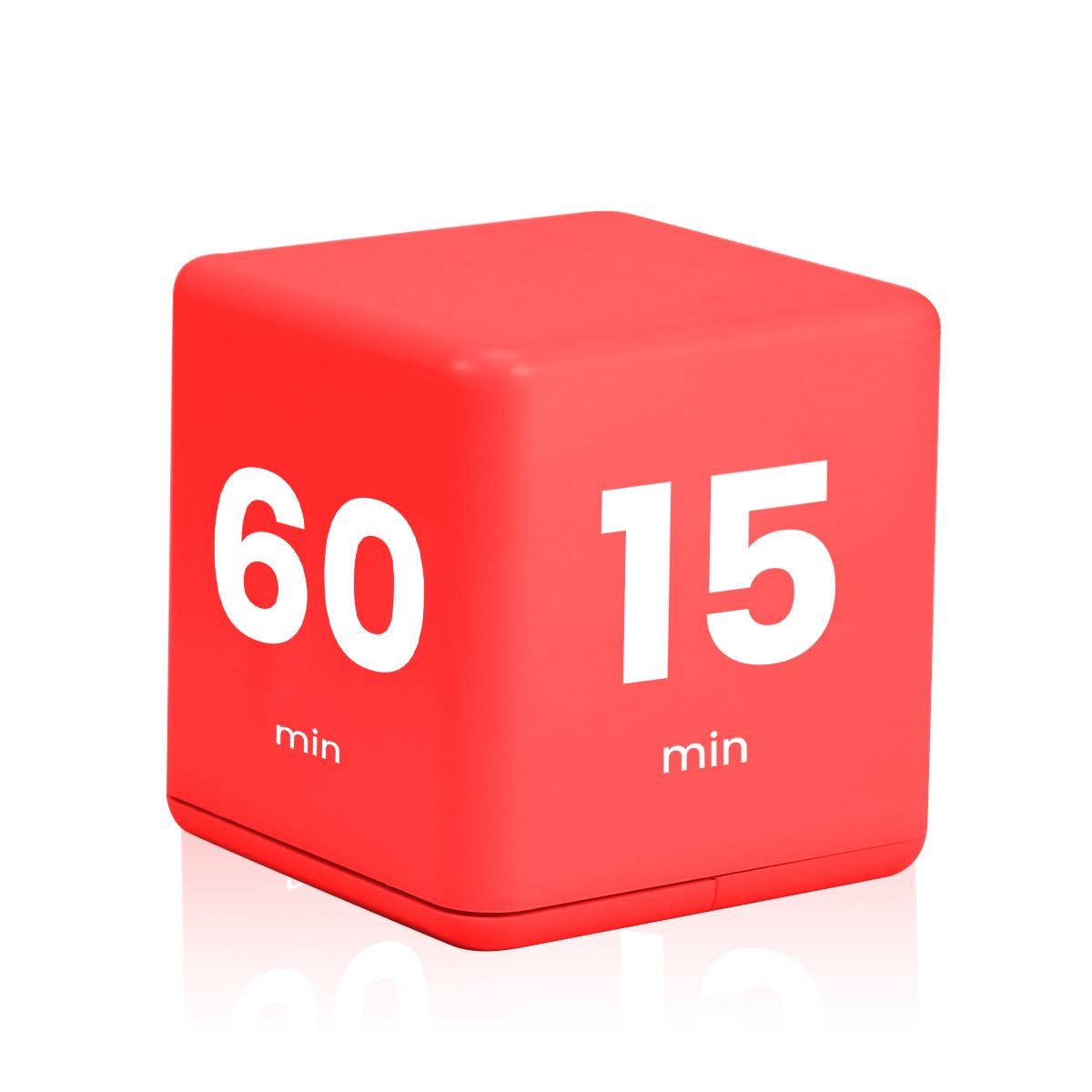 Supvox® Digital Cube Timer Mini Desk Timer 2.5'' Red Magic Cube Kitchen Timer 4-Stage Preset Time Settings Fun Study Timer Kitchen Time Battery Operated Adjustable Volume