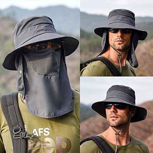 GUSTAVE Mens Sun Hat for Outdoor Fishing with Wide Brim and UV Protection | 2 PCS Beige