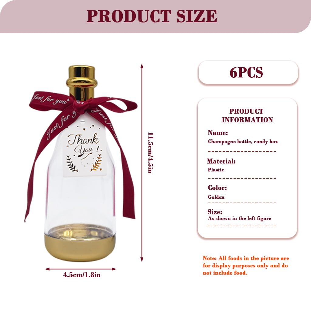 HASTHIP Mini Champagne Bottle Gift Boxes for Party Favors with Ribbon Decoration 6 Pcs 4.5x11.5cm Clear Glass | Weddings and Celebrations