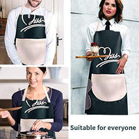 HASTHIP® Waterproof Apron, Aprons for Women Kitchen Waterproof with Large Pocket and 2 Side Coral Velvet Towels for Hands Wiping Quilt for Home Kitchen Restaurant Cooking Bbq Garden (Dark-Green)