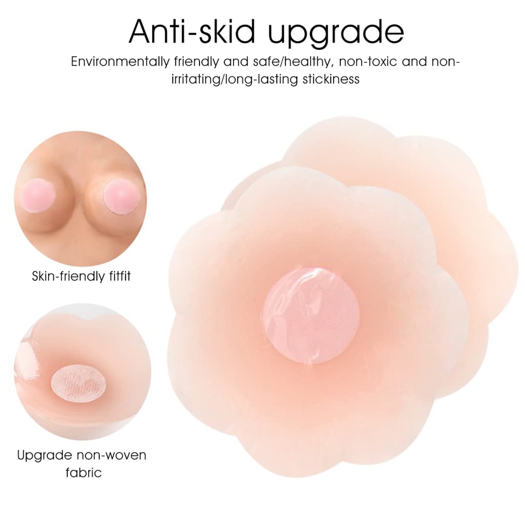 PALAY® 4 Pairs Nipple Cover Reusable for Women Flower Shaped Silicon Nipple Cover for Women Nipple Pastices with Travel Case Anti Slip Self-Adhesive Invisible Silicone Covers