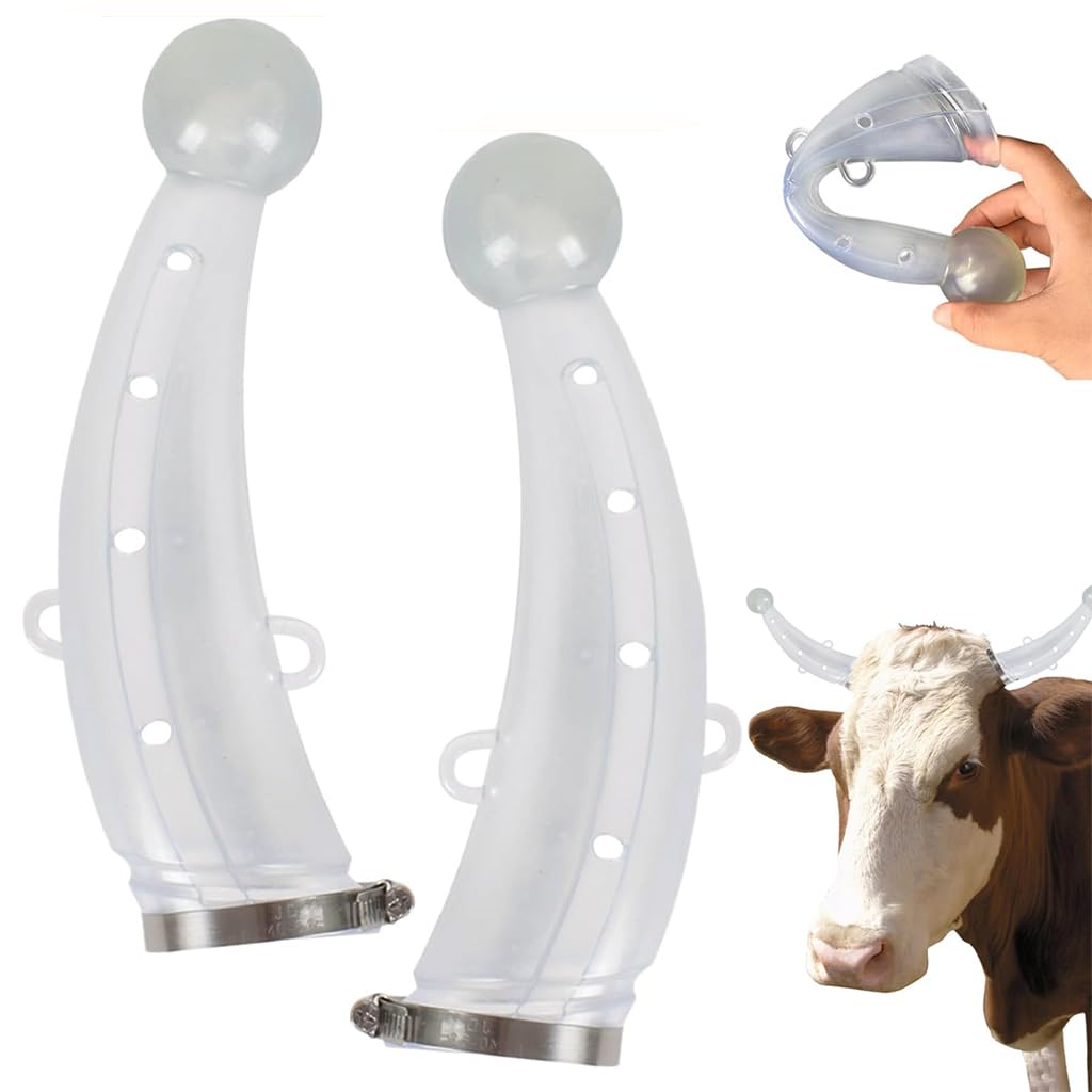 HASTHIP Cow Horn Protector for Anti Fight Safety with Adjustable Metal Fastener 1.7 x 9 in Silicone | Secure Fit for Cattle