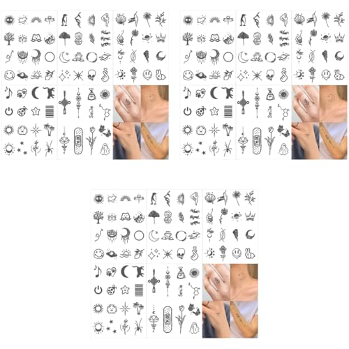 MAYCREATE® 5 Sheet Temporary Tattoo 77 Patterns Sticker Sweatproof Realistic for Kids Adults 2-Week Party Decorative for Hands Face Body 3 PCS