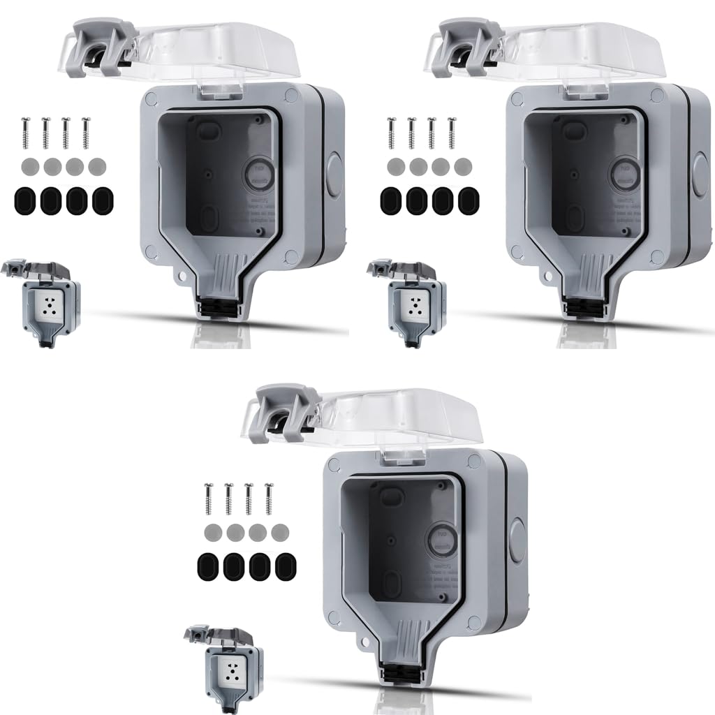 Serplex Waterproof IP66 Black Socket Cover for 86 Type Outdoor Electrical Box | 3PCS ABS