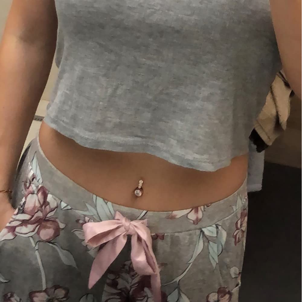 ELEPHANTBOAT Belly Button Rings for Women with 14 Gauge 3/8in Bar 316L Steel & CZ | Gift Jewelry