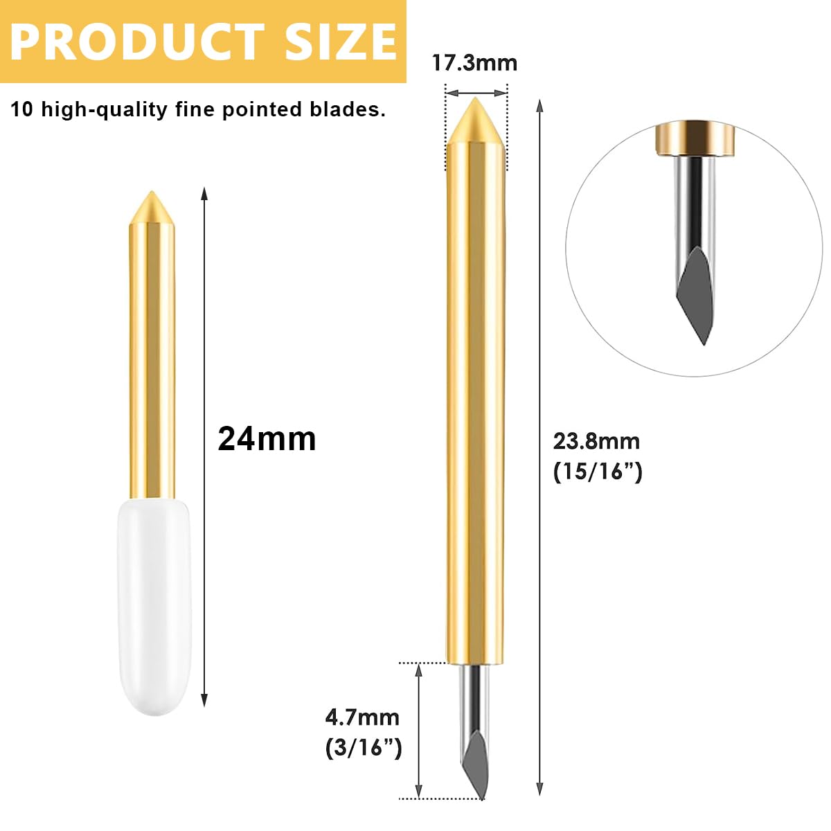 HASTHIP® 10Pcs Fine Point Blades Compatible with Explore Air/Air 2/Explore Air 3/Cricut Maker/Maker 3 Cutting Machines, Premium Replacement Cutting Blades Fine Point Cutting Blades