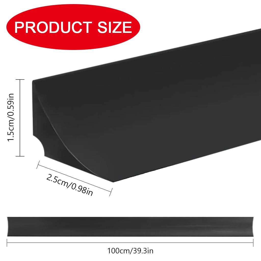 Supvox Silicone Water Stopper for Shower and Kitchen with Self Adhesive 39 in Strip | Black Waterproof Barrier
