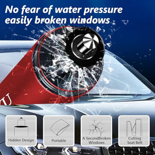 ZIBUYU® 2Pcs Car Emergency Glass Cutter Tool and Seat Belt Cutter Aluminium Car Accessories Hammer Self Defence Safety Gadgets Glass Breaker with Led Automotive Escape Safety Hammer