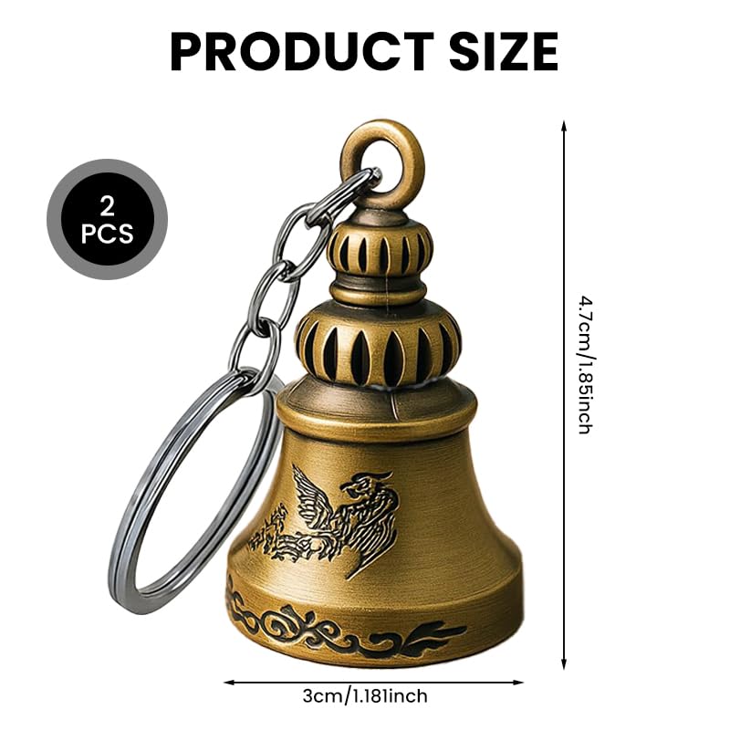 Zibuyu Vintage Keychain featuring Embossed Alloy Hand Bell Charm for Keys and Bags | Retro Gift
