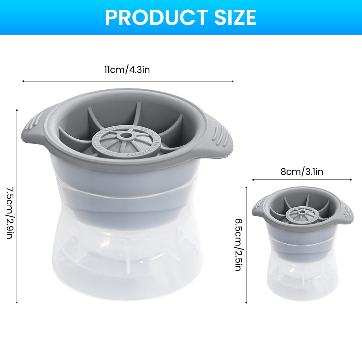 Supvox Ice Ball Maker Mold for Whiskey and Beverages with 4pcs Set featuring Pop-up Silicone Design