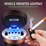 STHIRA® Car Ashtray, LED Car Ashtray with Electronic Cigarette Lighter Solar Powered/USB Rechargeable Car Ashtray with Flameless Lighter Car Ashtray Cup for Most Car Cup Holder Home Office, Black