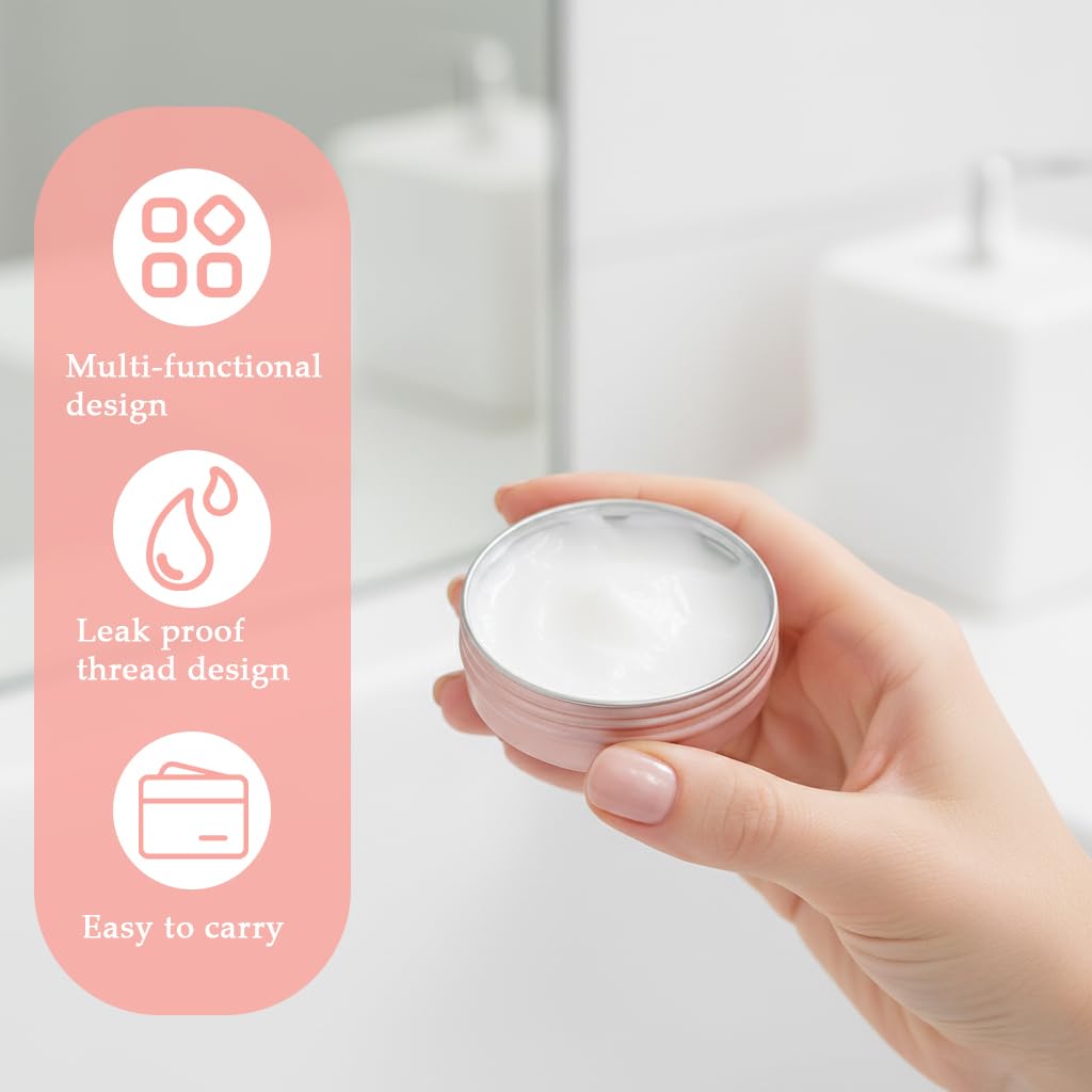 HASTHIP Small Metal Tin Boxes for Storage with Leak Proof Threaded Lids 10pcs 60ml Rose Gold