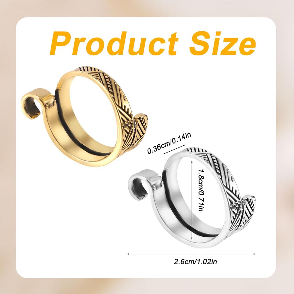 ZIBUYU Knitting Crochet Loop Rings for Yarn Control and Comfort 2 Pack Silver Alloy | Prevents Tangles