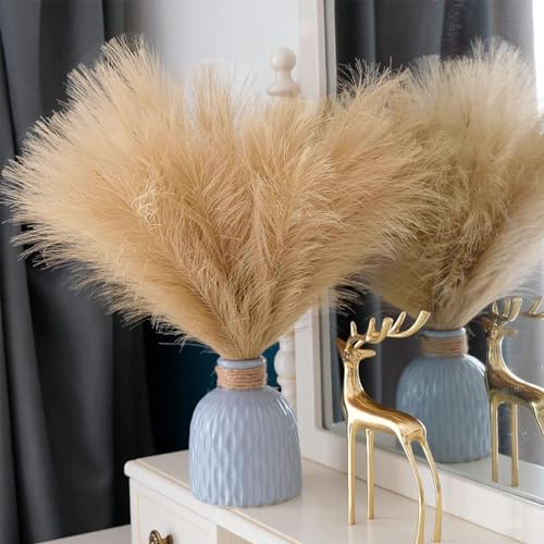 HASTHIP® Faux Pampas Grass Decor, Tall 18"/1.8FT Artificial Pompous Grass, Small Vase Fillers, Rustic Trendy Cottagecore Minimalist Boho Farmhouse Room Decor, Style A (Not Included Vase)